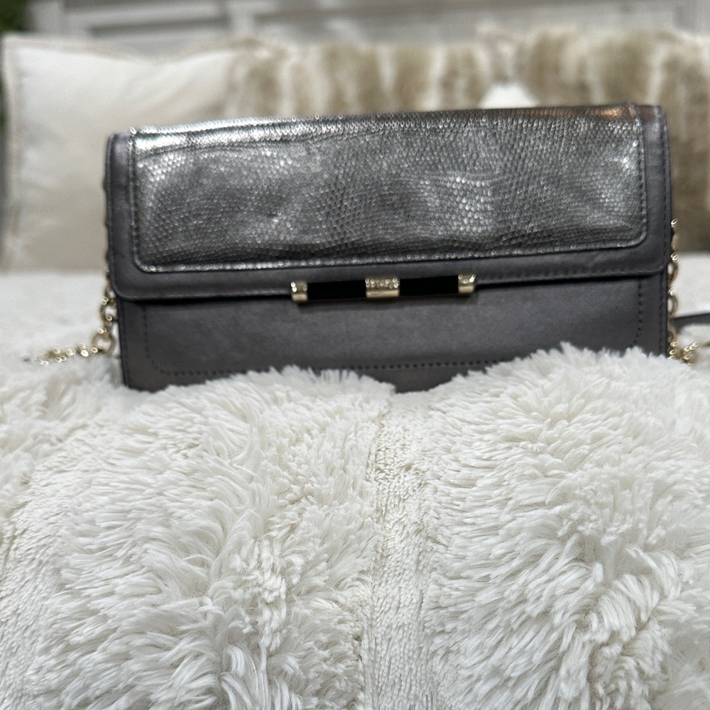 Diane Von Furstenberg Metallic Gray Clutch